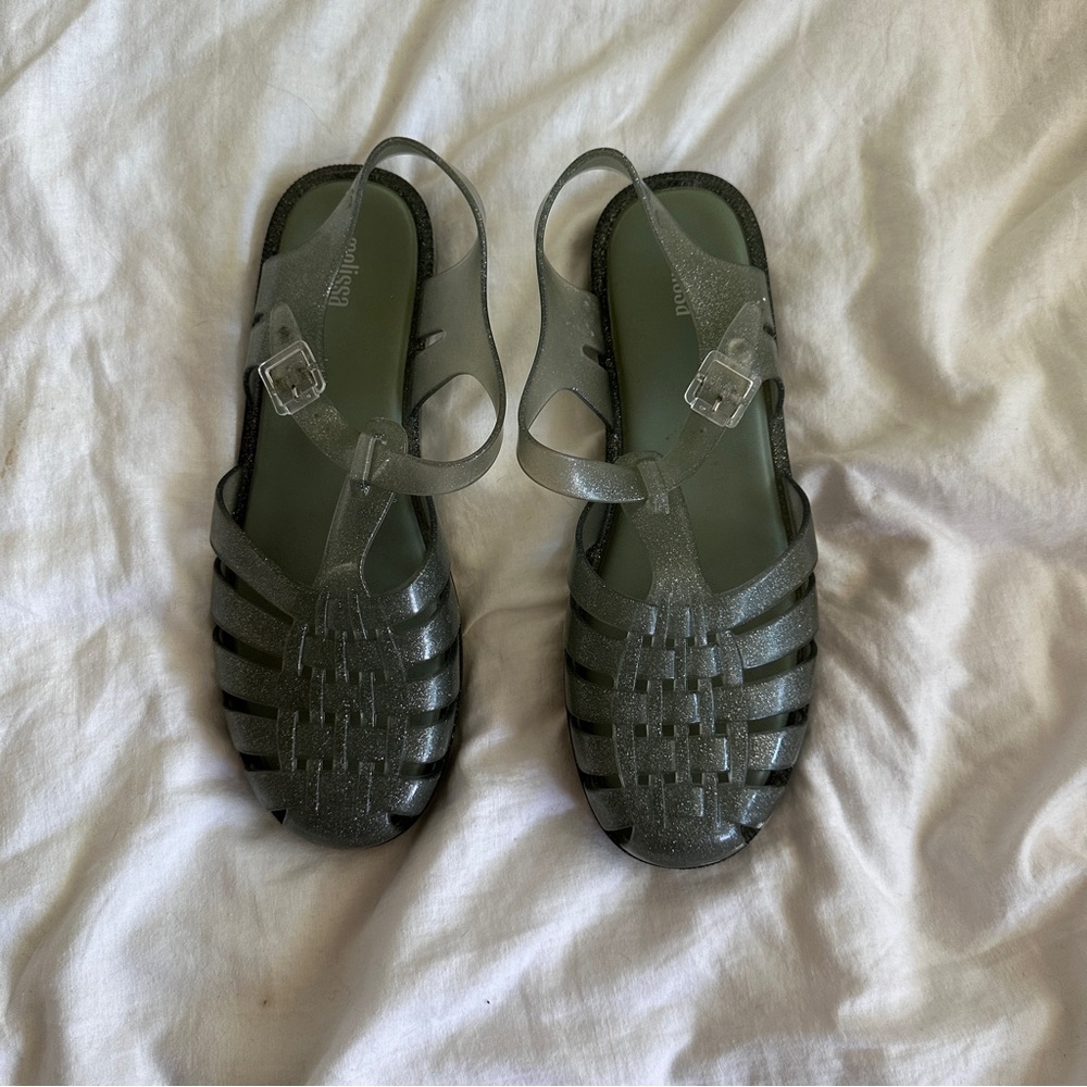 Melissa Green Jelly Sandals Sz 10